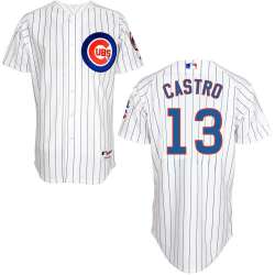 #13 Starlin Castro White Pinstripe MLB Jersey-Chicago Cubs Stitched Player Baseball Jersey
