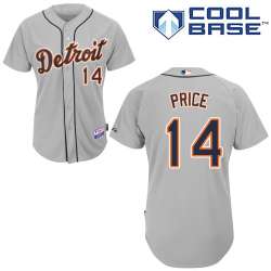 #14 David Price Gray MLB Jersey-Detroit Tigers Stitched Cool Base Baseball Jersey