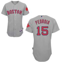 #15 Dustin Pedroia Gray MLB Jersey-Boston Red Sox Stitched Cool Base Baseball Jersey