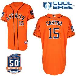 #15 Jason Castro Orange MLB Jersey-Houston Astros Stitched Cool Base Baseball Jersey