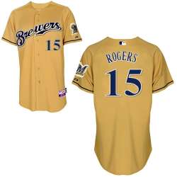 #15 Jason Rogers Gold MLB Jersey-Milwaukee Brewers Stitched Cool Base Baseball Jersey