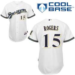 #15 Jason Rogers White MLB Jersey-Milwaukee Brewers Stitched Cool Base Baseball Jersey