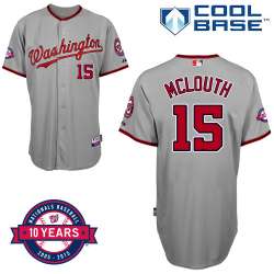 #15 Nate Mclouth Gray MLB Jersey-Washington Nationals Stitched Cool Base Baseball Jersey