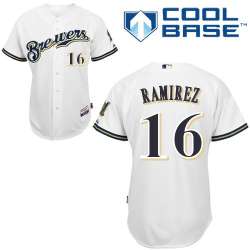 #16 Aramis Ramirez White MLB Jersey-Milwaukee Brewers Stitched Cool Base Baseball Jersey
