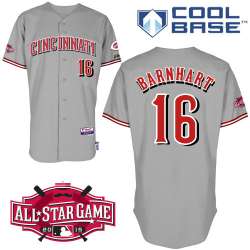 #16 Tucker Barnhart Gray MLB Jersey-Cincinnati Reds Stitched Cool Base Baseball Jersey