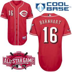 #16 Tucker Barnhart Red MLB Jersey-Cincinnati Reds Stitched Cool Base Baseball Jersey