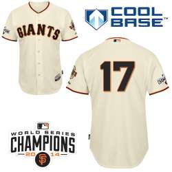 #17 Tim Hudson Cream MLB Jersey-San Francisco Giants Stitched Cool Base Baseball Jersey