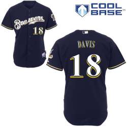 #18 Khris Davis Dark Blue MLB Jersey-Milwaukee Brewers Stitched Cool Base Baseball Jersey