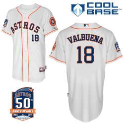 #18 Luis Valbuena White MLB Jersey-Houston Astros Stitched Cool Base Baseball Jersey