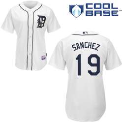 #19 Anibal Sanchez White MLB Jersey-Detroit Tigers Stitched Cool Base Baseball Jersey