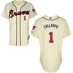 #1 Alberto Callaspo Cream MLB Jersey-Atlanta Braves Stitched Cool Base Baseball Jersey