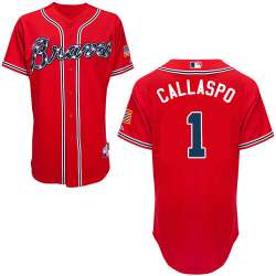 #1 Alberto Callaspo Red MLB Jersey-Atlanta Braves Stitched Cool Base Baseball Jersey