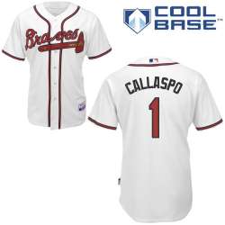 #1 Alberto Callaspo White MLB Jersey-Atlanta Braves Stitched Cool Base Baseball Jersey