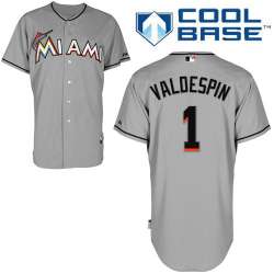 #1 Jordany Valdespin Gray MLB Jersey-Miami Marlins Stitched Cool Base Baseball Jersey