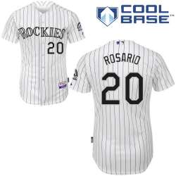 #20 Wilin Rosario White Pinstripe MLB Jersey-Colorado Rockies Stitched Cool Base Baseball Jersey