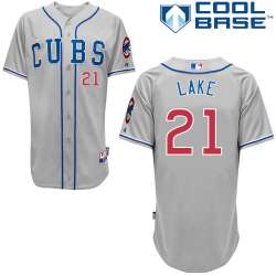 #21 Junior Lake 2014 Gray MLB Jersey-Chicago Cubs Stitched Cool Base Baseball Jersey