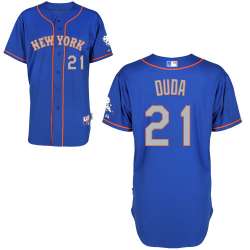 #21 Lucas Duda Light Blue MLB Jersey-New York Mets Stitched Cool Base Baseball Jersey