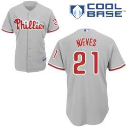 #21 Wil Nieves Gray MLB Jersey-Philadelphia Phillies Stitched Cool Base Baseball Jersey
