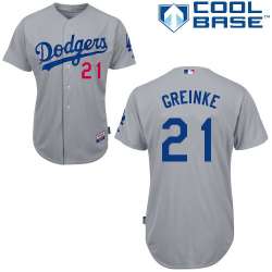 #21 Zack Greinke Gray MLB Jersey-Los Angeles Dodgers Stitched Cool Base Baseball Jersey