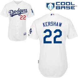 #22 Clayton Kershaw White MLB Jersey-Los Angeles Dodgers Stitched Cool Base Baseball Jersey