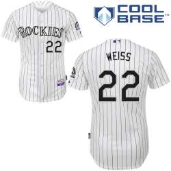 #22 Walt Weiss White Pinstripe MLB Jersey-Colorado Rockies Stitched Cool Base Baseball Jersey