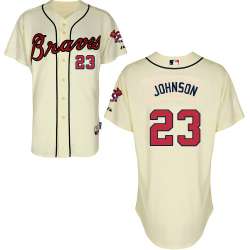 #23 Chris Johnson Cream MLB Jersey-Atlanta Braves Stitched Cool Base Baseball Jersey