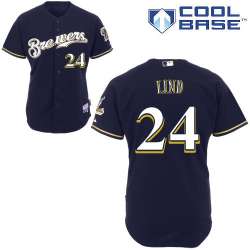 #24 Adam Lind Dark Blue MLB Jersey-Milwaukee Brewers Stitched Cool Base Baseball Jersey