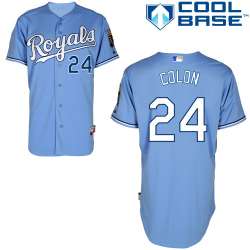 #24 Chrisian Colon Light Blue MLB Jersey-Kansas City Royals Stitched Cool Base Baseball Jersey