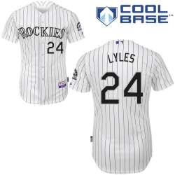 #24 Jordan Lyles White Pinstripe MLB Jersey-Colorado Rockies Stitched Cool Base Baseball Jersey