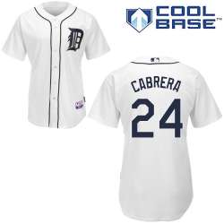#24 Miguel Cabrera White MLB Jersey-Detroit Tigers Stitched Cool Base Baseball Jersey