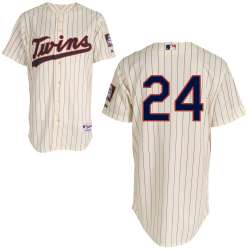 #24 Trevor Plouffe Cream Pinstripe MLB Jersey-Minnesota Twins Stitched Player Baseball Jersey