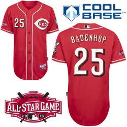 #25 Burke Badenhop Red MLB Jersey-Cincinnati Reds Stitched Cool Base Baseball Jersey