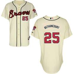 #25 Christian Bethancourt Cream MLB Jersey-Atlanta Braves Stitched Cool Base Baseball Jersey