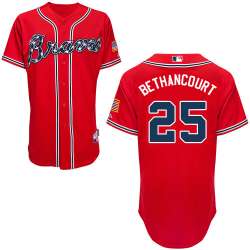 #25 Christian Bethancourt Red MLB Jersey-Atlanta Braves Stitched Cool Base Baseball Jersey