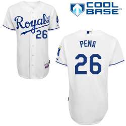 #26 Francisco Pena White MLB Jersey-Kansas City Royals Stitched Cool Base Baseball Jersey