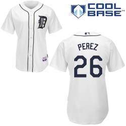 #26 Hernan Perez White MLB Jersey-Detroit Tigers Stitched Cool Base Baseball Jersey