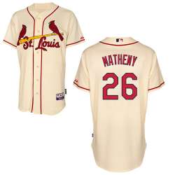 #26 Mike Matheny Cream MLB Jersey-St. Louis Cardinals Stitched Cool Base Baseball Jersey