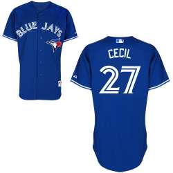 #27 Brett Cecil Blue MLB Jersey-Toronto Blue Jays Stitched Cool Base Baseball Jersey