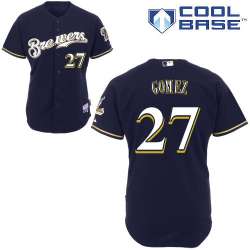 #27 Carlos Gomez Dark Blue MLB Jersey-Milwaukee Brewers Stitched Cool Base Baseball Jersey