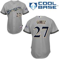 #27 Carlos Gomez Gray MLB Jersey-Milwaukee Brewers Stitched Cool Base Baseball Jersey