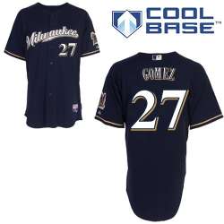 #27 Carlos Gomez Navy Blue MLB Jersey-Milwaukee Brewers Stitched Cool Base Baseball Jersey