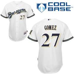 #27 Carlos Gomez White MLB Jersey-Milwaukee Brewers Stitched Cool Base Baseball Jersey