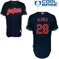 #28 Corey Kluber Dark Blue MLB Jersey-Cleveland Indians Stitched Cool Base Baseball Jersey