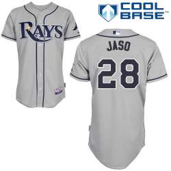 #28 John Jaso Gray MLB Jersey-Tampa Bay Rays Stitched Cool Base Baseball Jersey