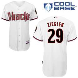 #29 Brad Ziegler White MLB Jersey-Arizona Diamondbacks Stitched Cool Base Baseball Jersey