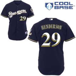 #29 Jim Henderson Dark Blue MLB Jersey-Milwaukee Brewers Stitched Cool Base Baseball Jersey