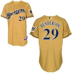#29 Jim Henderson Gold MLB Jersey-Milwaukee Brewers Stitched Cool Base Baseball Jersey