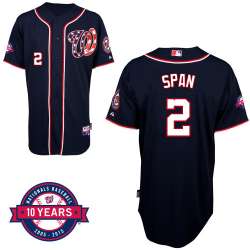 #2 Denard Span Dark Blue MLB Jersey-Washington Nationals Stitched Cool Base Baseball Jersey