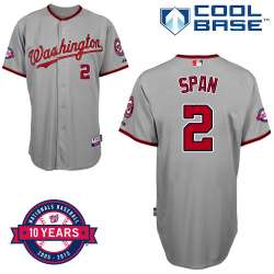 #2 Denard Span Gray MLB Jersey-Washington Nationals Stitched Cool Base Baseball Jersey