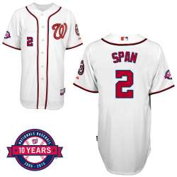 #2 Denard Span White MLB Jersey-Washington Nationals Stitched Cool Base Baseball Jersey